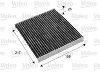 VALEO 715679 - Calefacción / Refrigeración: para vehículos con filtro de carbón activado<br>Tipo de filtro: Filtro de carbón activado<br>Longitud [mm]: 196<br>Ancho [mm]: 217<br>Altura [mm]: 25<br>Versión básica (art. n.º): 53.093.00<br>Versión de alta eficiencia con carbón activo (art. n.º): 34.271.00<br>