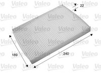 VALEO 715660 - Calefacción / Refrigeración: para vehículos con filtro de carbón activado<br>Tipo de filtro: Filtro de carbón activado<br>Longitud [mm]: 240<br>Ancho [mm]: 189<br>Altura [mm]: 22<br>Versión básica (art. n.º): 53.207.00<br>Versión de alta eficiencia con carbón activo (art. n.º): 34.170.00<br>