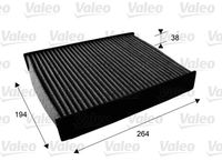 VALEO 715672 - Tipo de filtro: Filtro de partículas<br>Longitud [mm]: 262<br>Ancho [mm]: 195<br>Altura [mm]: 38<br>Versión con carbón activo (art. n.º): 54.234.00<br>Versión de alta eficiencia con carbón activo (art. n.º): 34.234.00<br>