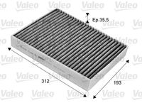 VALEO 715704 - Tipo de filtro: Filtro de carbón activado<br>Longitud [mm]: 277<br>Ancho [mm]: 219<br>Altura [mm]: 40<br>