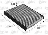 VALEO 715720 - año construcción desde: 05/2014<br>Cantidad: 1<br>Tipo de filtro: Filtro carbón activado con polifenol<br>Propiedad química: antibacteriano<br>Tipo de filtro: con efecto fungicida<br>Tipo de filtro: con efecto antialérgico<br>Longitud [mm]: 252<br>Ancho [mm]: 235<br>Altura [mm]: 30<br>