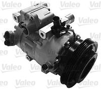 VALEO 813366 - Restricción de fabricante: HALLA-EQUIVALENT<br>Artículo complementario / información complementaria 2: con aceite de compresor PAG<br>Poleas: con polea para correa poli V<br>ID compresor: VS16<br>Tensión [V]: 12<br>Aceite para compresor: PAG 46<br>Número de canales: 4<br>poleas - Ø [mm]: 124<br>Capacidad aceite [ml]: 150<br>Calidad: OE-EQUIVALENT<br>Forma del enchufe: redondo<br>Artículo complementario / información complementaria 2: con junta tórica<br>