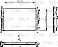 VALEO 735555 - Ancho de red [mm]: 433<br>Longitud de red [mm]: 650<br>Profundidad de red [mm]: 32<br>Material: Aluminio<br>Ø entrada [mm]: 34<br>Ø salida [mm]: 34<br>Calefacción / Refrigeración: para vehículos sin radiador de aceite<br>Artículo complementario / información complementaria 2: sin regulador de refrigerante<br>Peso [kg]: 5,1<br>