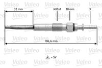 VALEO 345134 - Longitud [mm]: 106,5<br>Profundidad de montaje [mm]: 32<br>Tamaño de rosca exterior: M10 x 1<br>Ancho de llave: 10<br>Tensión [V]: 5<br>Peso [kg]: 0,025<br>Tipo de bujías: postincandescente<br>