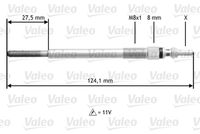 VALEO 345138 - Longitud [mm]: 114<br>Tamaño de rosca exterior: M8 x 1<br>Ancho de llave: 8<br>Tensión [V]: 4,4<br>Tipo de bujías: Calentador metálico<br>Peso [kg]: 0,02<br>