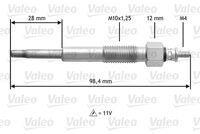 VALEO 345155 - Longitud [mm]: 95,8<br>Longitud [mm]: 28<br>Tamaño de rosca exterior: M10 x 1,25<br>Ancho de llave: 12<br>Tensión [V]: 11<br>Tipo de bujías: postincandescente<br>Peso [kg]: 0,03<br>