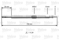 VALEO 345191 - Longitud [mm]: 150<br>Tamaño de rosca exterior: M10 x 1<br>Ancho de llave: 8<br>Tensión [V]: 11,5<br>Tipo de bujías: postincandescente<br>Peso [kg]: 0,035<br>