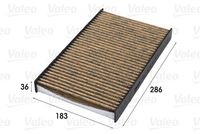 VALEO 701014 - Equipamiento de vehículo: para vehículos con climatizador automático<br>Cantidad: 1<br>Tipo de filtro: Filtro de carbón activado<br>Longitud [mm]: 286<br>Ancho [mm]: 183<br>Altura [mm]: 36<br>