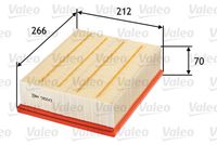 VALEO 585043 - Longitud [mm]: 266,5<br>Altura [mm]: 70<br>Ancho [mm]: 212,5<br>Peso [kg]: 0,496<br>Tipo de filtro: Cartucho filtrante<br>