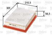 VALEO 585110 - Ancho [mm]: 210,6<br>Longitud [mm]: 305<br>Altura [mm]: 58,5<br>Peso [kg]: 0,463<br>Tipo de filtro: Cartucho filtrante<br>