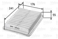 VALEO 585162 - Longitud [mm]: 241<br>Ancho [mm]: 177<br>Altura [mm]: 51<br>Tipo de filtro: Cartucho filtrante<br>