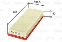 VALEO 585190 - Número de piezas necesarias: 2<br>Ancho [mm]: 134,5<br>Altura [mm]: 42<br>Longitud [mm]: 355<br>Peso [kg]: 0,223<br>Tipo de filtro: Cartucho filtrante<br>