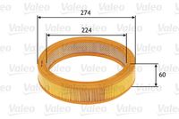 VALEO 585620 - N.º de chasis (VIN) desde: A-0014 601<br>N.º de chasis (VIN) hasta: 866 2326 534<br>Sistema de escape: con colector de admisión calentado por agua<br>Tipo de filtro: Cartucho filtrante<br>Altura [mm]: 60<br>Diámetro exterior [mm]: 274<br>Diámetro interior [mm]: 224<br>