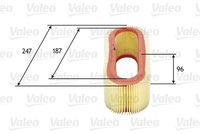 VALEO 585643 - Longitud [mm]: 312<br>Ancho [mm]: 149,5<br>Altura [mm]: 57<br>Peso [kg]: 0,4<br>Tipo de filtro: Cartucho filtrante<br>