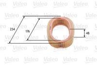 VALEO 585671 - año construcción desde: 08/1979<br>N.º de chasis (VIN) desde: A-0014 601<br>Tipo de filtro: Cartucho filtrante<br>Altura [mm]: 60<br>Diámetro exterior [mm]: 274<br>Diámetro interior [mm]: 224<br>