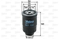 VALEO 587702 - Tipo de filtro: Cartucho filtrante<br>Rosca 1: 3/4-16 UNF<br>Rosca 2: M 36 X 1,5<br>Altura [mm]: 138<br>Diámetro interior [mm]: 65<br>Diámetro exterior [mm]: 89<br>Diámetro exterior 1 [mm]: 99<br>Diámetro exterior 2 [mm]: 73<br>