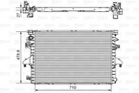 VALEO 701654 - Material: Aluminio<br>Longitud de red [mm]: 710<br>Ancho de red [mm]: 469<br>Profundidad de red [mm]: 28<br>Artículo complementario / información complementaria 2: con piezas de montaje<br>Tipo radiador: Aletas refrigeración soldadas<br>