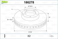 VALEO 186278 - Disco de freno