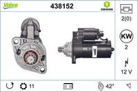 VALEO 438152 - Motor de arranque - VALEO ORIGINS NEW OE TECHNOLOGY