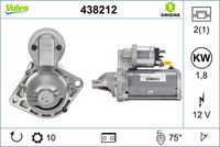 VALEO 438212 - Motor de arranque - VALEO ORIGINS NEW OE TECHNOLOGY