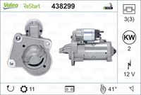 VALEO 438299 - Código de motor: G8DC<br>Código de motor: MTDA<br>Denominación de venta del motor: Econetic<br>Equipamiento de vehículo: para vehículos con sistema Start&Stop<br>Tensión [V]: 12<br>Potencia nominal [kW]: 2<br>Número de dientes: 11<br>Número de orificios: 3<br>Cant. taladros roscados: 3<br>Sentido de giro: Sentido de giro a la derecha (horario)<br>Posición/Grado: R  48<br>Diámetro de brida [mm]: 70<br>Peso [kg]: 4,17<br>