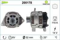 VALEO 200178 - Alternador - VALEO CORE-FLEX