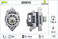 VALEO 200016 - Alternador - VALEO CORE-FLEX