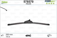 VALEO 578570 - Lado de montaje: lado del conductor<br>Vehículo con dirección a la izquierda / derecha: para vehic. dirección izquierda<br>Tipo de escobilla: Limpiaparabrisas híbrido<br>Cantidad: 1<br>Longitud [mm]: 650<br>Longitud [pulgada]: 26<br>Adaptador de ajuste: C12<br>Styling: con spoiler<br>