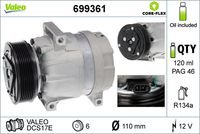 VALEO 699361 - Compresor, aire acondicionado - VALEO CORE-FLEX