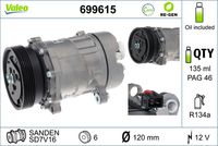 VALEO 699615 - Compresor, aire acondicionado - VALEO RE-GEN REMANUFACTURED