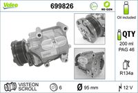 VALEO 699826 - Compresor, aire acondicionado - VALEO RE-GEN REMANUFACTURED