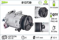 VALEO 813739 - Compresor, aire acondicionado - VALEO RE-GEN REMANUFACTURED