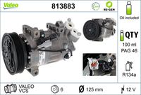 VALEO 813883 - Compresor, aire acondicionado - VALEO RE-GEN REMANUFACTURED