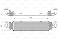 VALEO 818631 - Tipo radiador: Aletas refrigeración soldadas<br>Tipo de refrigeración: refrigerado por aire<br>Material aletas refrigeradoras: Aluminio<br>Ancho de red [mm]: 143<br>Material depósitos de agua (radiador): Plástico<br>Ø salida [mm]: 61<br>Ø entrada [mm]: 61<br>Profundidad de red [mm]: 62<br>Longitud de red [mm]: 625<br>Restricción de fabricante: Alternativ<br>Restricción de fabricante: Behr<br>Restricción de fabricante: PrascoSelection<br>Artículo complementario / información complementaria 2: Con acoplamientos rápidos<br>