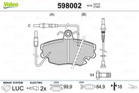 VALEO 598002 - Juego de pastillas de freno