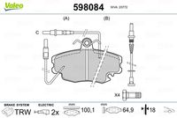 VALEO 598084 - Juego de pastillas de freno