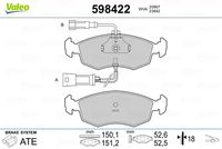 VALEO 598422 - Lado de montaje: Eje delantero<br>Sistema de frenos: BOSCH<br>Ancho [mm]: 123<br>Altura [mm]: 53<br>Espesor [mm]: 17,5<br>Número de WVA: 24288<br>Número de WVA: 23982<br>Contacto avisador de desgaste: con contacto avisador de desgaste<br>Número de indicadores de desgaste [por eje]: 1<br>Tipo de servicio: mecánico<br>Artículo complementario / información complementaria 2: Chapa antichirridos<br>Homologación: ECE-R90<br>Peso [kg]: 1,59<br>