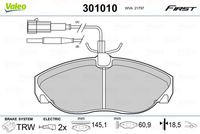 VAICO V424117 - Carga útil [kg]: 1800<br>Altura [mm]: 69,3<br>Artículo complementario/Información complementaria: con accesorios<br>Sistema de frenos: BREMBO<br>Longitud contacto de aviso [mm]: 155<br>Espesor [mm]: 19,3<br>Ancho [mm]: 164,8<br>Contacto avisador de desgaste: con contacto avisador de desgaste<br>Lado de montaje: Eje delantero<br>Artículo complementario / información complementaria 2: con tornillos pinza freno<br>Peso [kg]: 2,645<br>