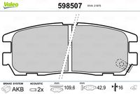 VALEO 598507 - Juego de pastillas de freno