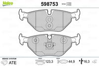 VALEO 598753 - Lado de montaje: Eje delantero<br>Sistema de frenos: CONTINENTAL<br>Ancho [mm]: 155,5<br>Altura [mm]: 74<br>Espesor [mm]: 20,3<br>Ancho 2 [mm]: 156,6<br>Altura 2 [mm]: 74<br>Espesor/grosor 2 [mm]: 19,8<br>Número de WVA: 23123<br>Número de WVA: 23799<br>Número de WVA: 23800<br>Contacto avisador de desgaste: con contacto avisador de desgaste<br>Número de indicadores de desgaste [por eje]: 2<br>Artículo complementario / información complementaria 2: Chapa antichirridos<br>Homologación: ECE-R90<br>Peso [kg]: 1,98<br>