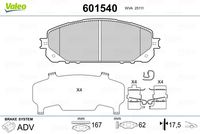 VALEO 601540 - Juego de pastillas de freno