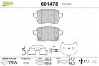 VALEO 601478 - Juego de pastillas de freno