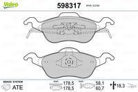 VALEO 598317 - Lado de montaje: Eje trasero<br>Sistema de frenos: TRW<br>Ancho [mm]: 95<br>Altura [mm]: 43,1<br>Espesor [mm]: 15,8<br>Número de WVA: 24537<br>Contacto avisador de desgaste: excl. contacto de avisador de desgaste<br>Artículo complementario / información complementaria 2: Chapa antichirridos<br>Homologación: ECE-R90<br>