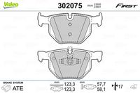 VAICO V208156 - año construcción desde: 03/2010<br>Espesor [mm]: 17,3<br>Altura 1 [mm]: 58<br>Contacto avisador de desgaste: excl. contacto de avisador de desgaste<br>Ancho 1 [mm]: 123<br>Ancho 2 [mm]: 123<br>Ancho [mm]: 123,0<br>Altura [mm]: 57,9<br>Altura 2 [mm]: 59,2<br>Contacto avisador de desgaste: preparado para indicador desgaste<br>Sistema de frenos: ATE<br>Lado de montaje: Eje trasero<br>Peso [kg]: 1,233<br>