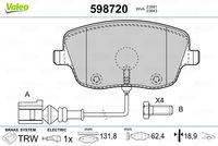 VALEO 598720 - Juego de pastillas de freno