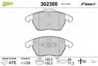 VAICO V460156 - Número de PR: 1LQ<br>Número de PR: 1LR<br>Número de PR: 1ZG<br>para diámetro disco de freno [mm]: 256<br>para espesor de disco [mm]: 22<br>Espesor [mm]: 19<br>Contacto avisador de desgaste: no preparado para indicador de desgaste<br>Longitud 1 [mm]: 155,2<br>Longitud [mm]: 156,4<br>Altura 1 [mm]: 71,4<br>Lado de montaje: Eje delantero<br>Peso [kg]: 2,143<br>