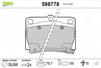VALEO 598778 - Juego de pastillas de freno
