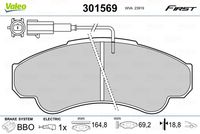 VAICO V424117 - Carga útil [kg]: 1800<br>Sistema de frenos: Brembo<br>Altura [mm]: 69,3<br>Artículo complementario/Información complementaria: con accesorios<br>Sistema de frenos: BREMBO<br>Longitud contacto de aviso [mm]: 155<br>Espesor [mm]: 19,3<br>Ancho [mm]: 164,8<br>Contacto avisador de desgaste: con contacto avisador de desgaste<br>Lado de montaje: Eje delantero<br>Artículo complementario / información complementaria 2: con tornillos pinza freno<br>Peso [kg]: 2,645<br>