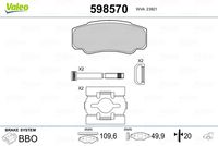 VALEO 598570 - Juego de pastillas de freno