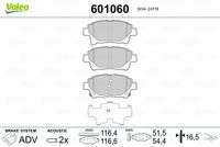 VALEO 601060 - Juego de pastillas de freno